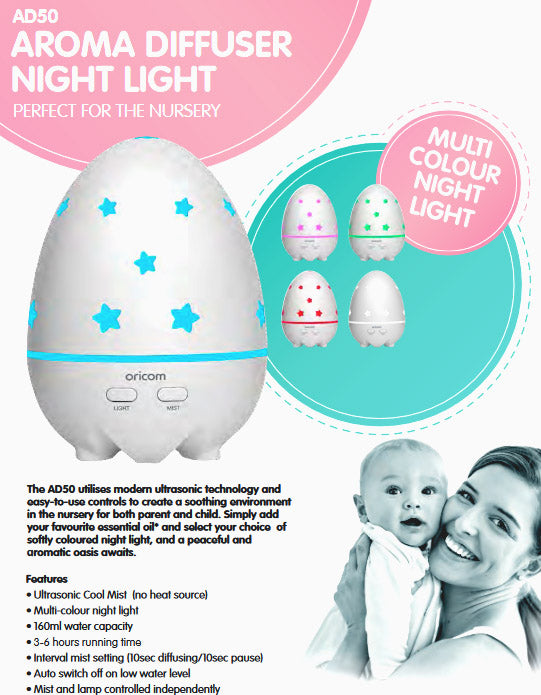 DreamMist Aroma Diffuser & Night Light Calming comfort for little sleepers and busy parents